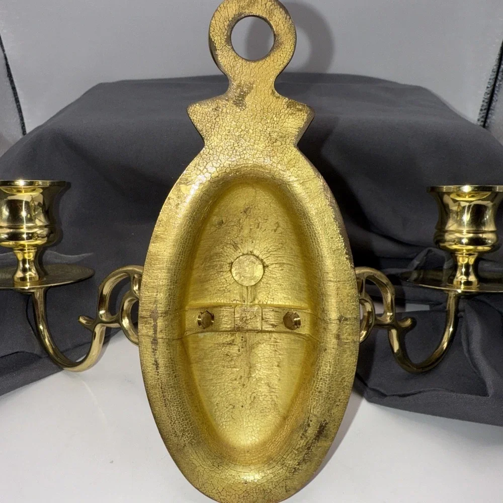 Vintage Bronze Brass Two Arm Candle Wall Sconces Double Candle Holder.